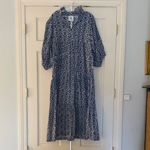 Chic Blue Floral Long Sleeve Dress